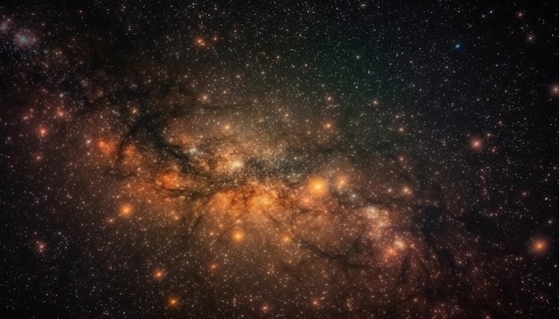 Erkundung der tiefblauen Galaxie, die von hellen, von KI erzeugten Satelliten beleuchtet wird