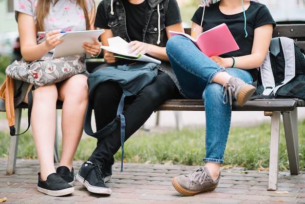 Ernte-Studenten posieren mit Büchern