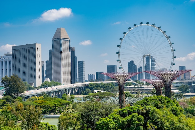 Erstaunliche aufnahme der gärten durch die bucht in singapur