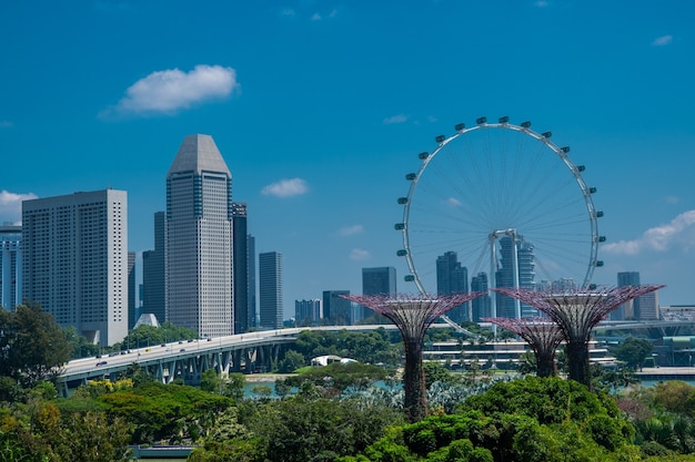 Kostenloses Foto erstaunliche aufnahme der gärten durch die bucht in singapur