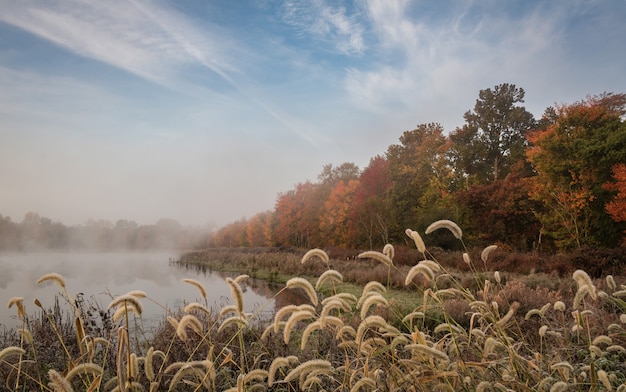 Erstaunliche Aufnahme einer herbstlichen Landschaft mit einem See