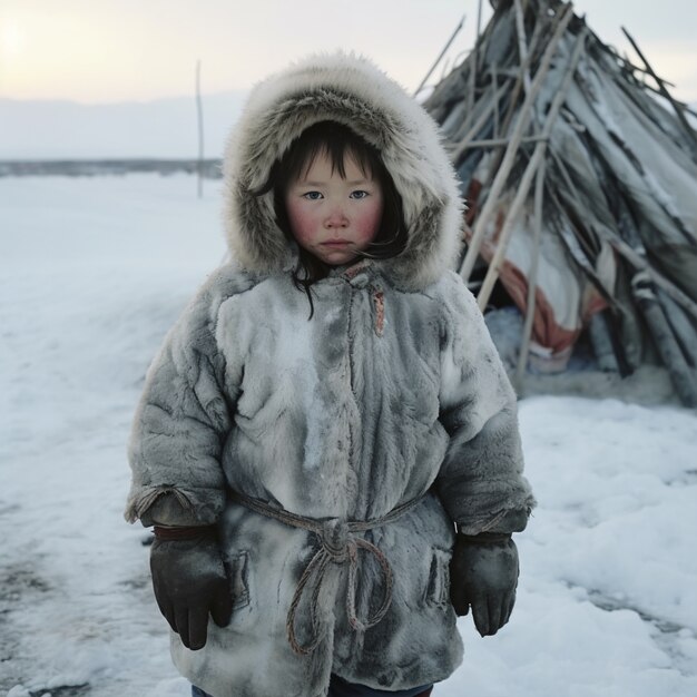 Eskimo-Völker, die unter extremen Wetterbedingungen leben