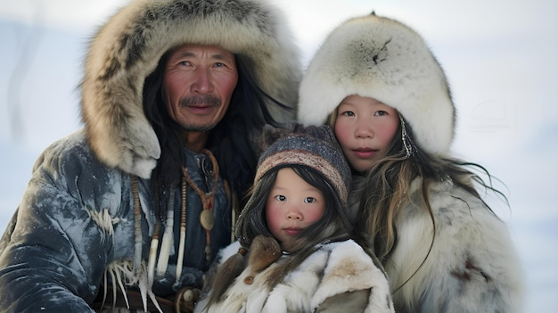 Eskimo-Völker, die unter extremen Wetterbedingungen leben