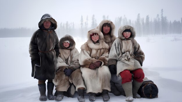 Eskimo-Völker, die unter extremen Wetterbedingungen leben