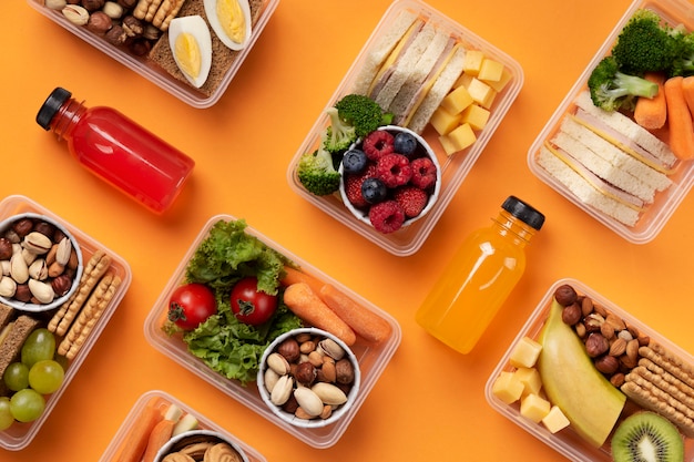Essen Lunchboxen Sortiment Draufsicht