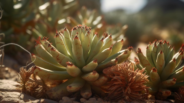 Kostenloses Foto exotische wüstenflora, die sich mit einzigartigen anpassungen an die rauen bedingungen anpasst