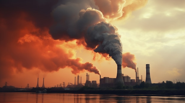 Kostenloses Foto fabrik, die co2-verschmutzung produziert