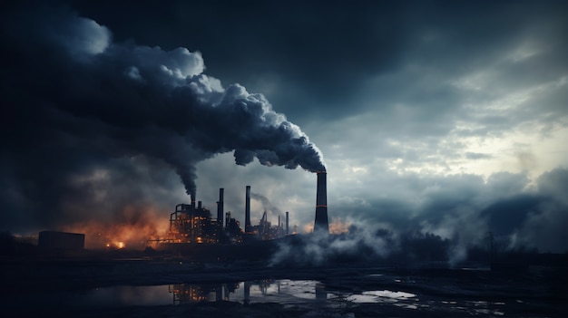 Kostenloses Foto fabrik, die co2-verschmutzung produziert