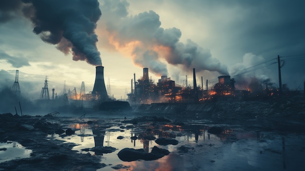 Kostenloses Foto fabrik, die co2-verschmutzung produziert