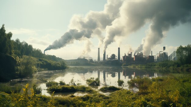 Fabrik, die CO2-Verschmutzung produziert