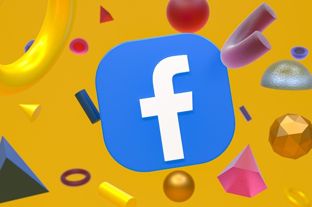 Facebook-ig-logo auf abstraktem geometrischem hintergrund