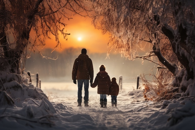 Kostenloses Foto familie reist bei extremem schneewetter