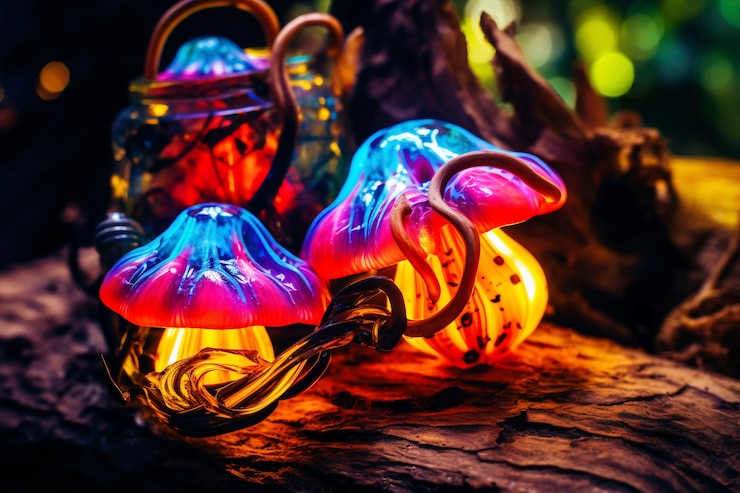 Kostenlose Foto fantasie-meereslandschaft mit biolumineszierender natur