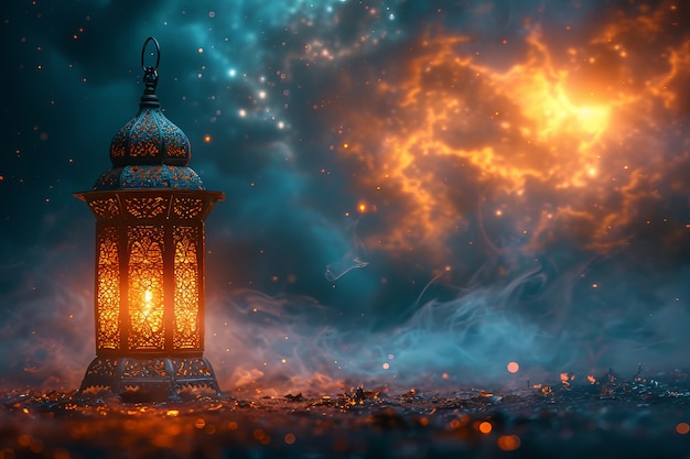 Kostenloses Foto fantasy-lampen für die islamische ramadan-feier