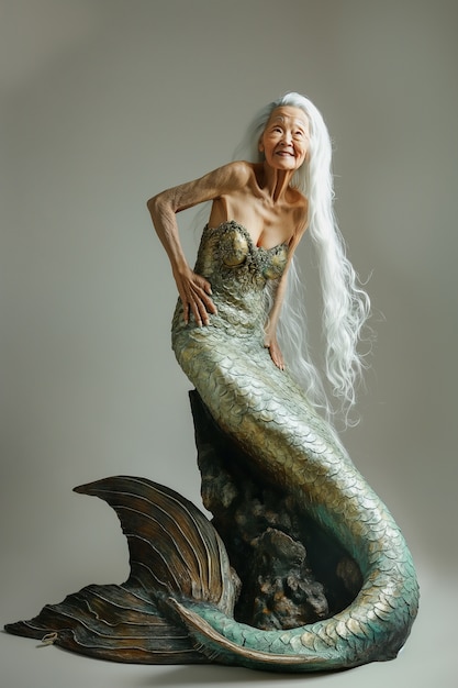 Kostenloses Foto fantasy portrait of elderly mermaid woman