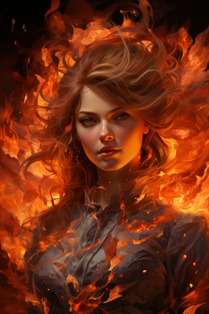 Fantasy-Stil-Figur in Flammen