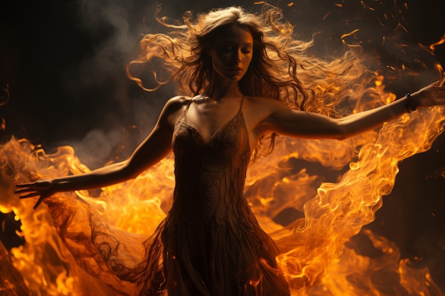 Fantasy-Stil-Figur in Flammen