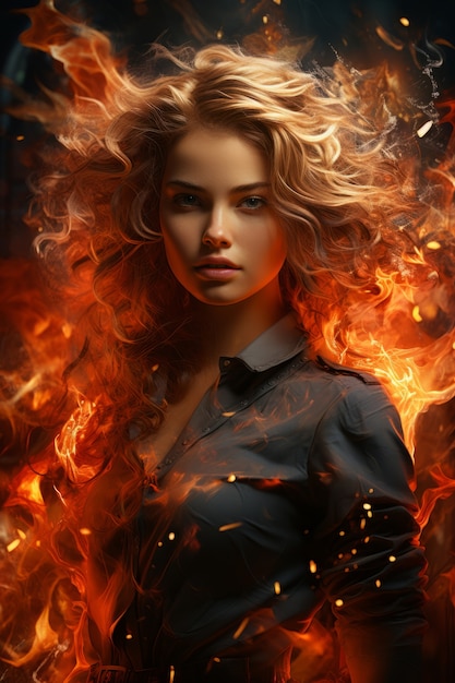 Kostenloses Foto fantasy-stil-figur in flammen