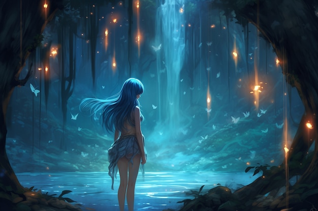 Kostenloses Foto fantasy-szene im anime-stil