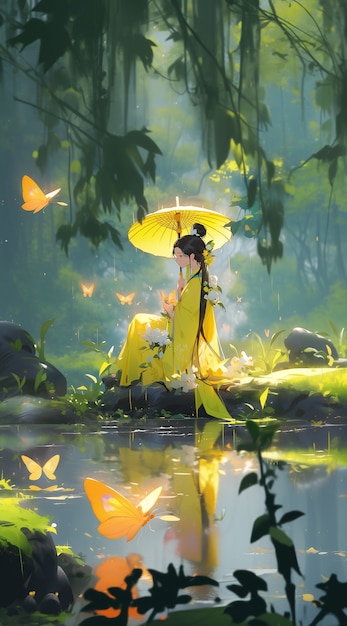 Kostenloses Foto fantasy-szene im anime-stil