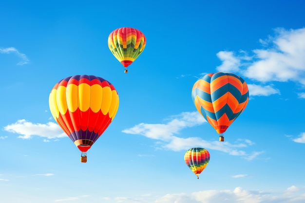 farbenfrohe Heißluftballons am Himmel KI-generiertes Bild