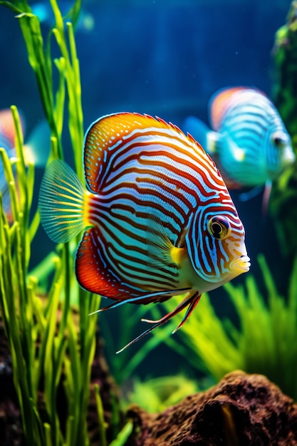 Kostenloses Foto farbige fische schwimmen unter wasser