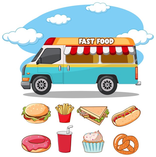 Farbige Illustration eines Fast-Food-LKW