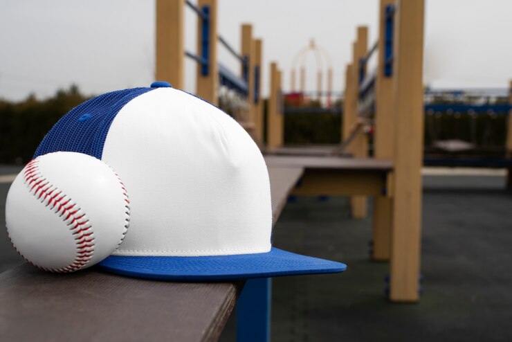 Kostenlose Foto fernlastfahrermütze mit baseball und kopienraum