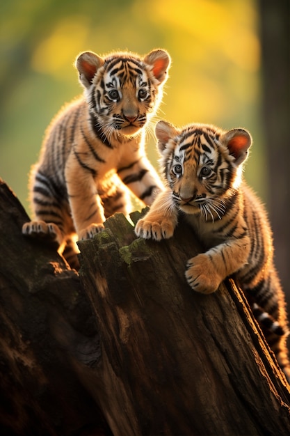 Kostenloses Foto ferocious tiger family in nature