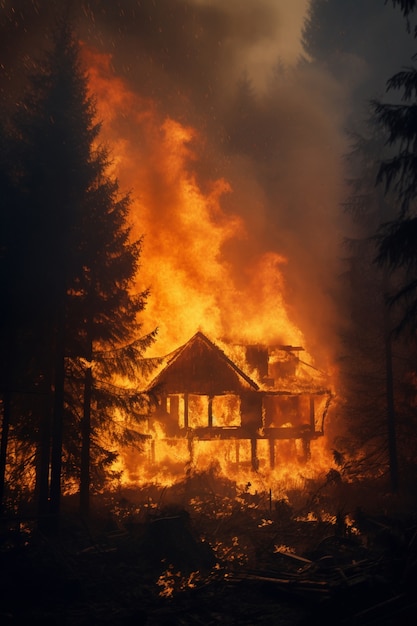 Kostenloses Foto feuer, das die wilde natur verbrennt