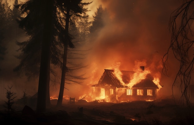 Kostenloses Foto feuer, das die wilde natur verbrennt