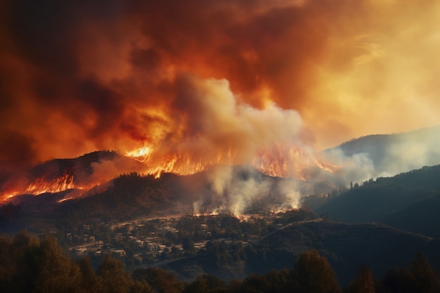 Kostenloses Foto feuer, das die wilde natur verbrennt