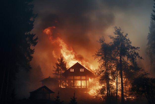 Kostenloses Foto feuer verwüstet die naturlandschaft