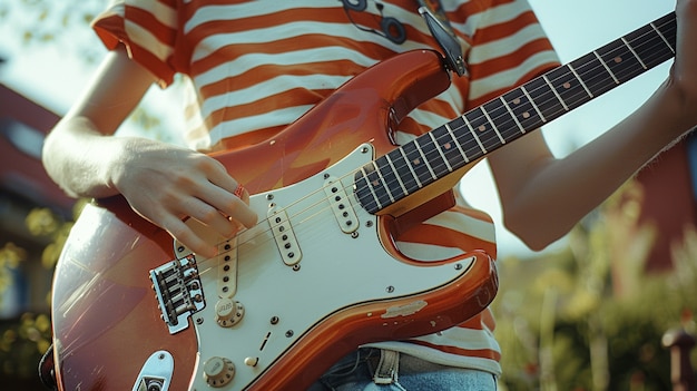Kostenloses Foto figur, die e-gitarre spielt