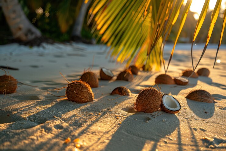 Filmische Kokosnuss am Strand
