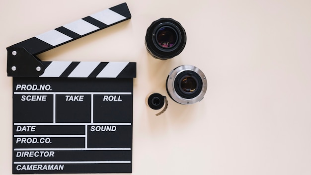 Filmklappe und Kameraobjektive