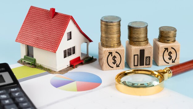 Finanziert Elemente auf Holzwürfelanordnung