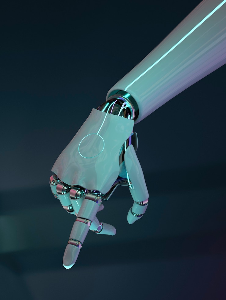 Kostenlose Foto fingerzeig der roboterhand, technologie der künstlichen intelligenz