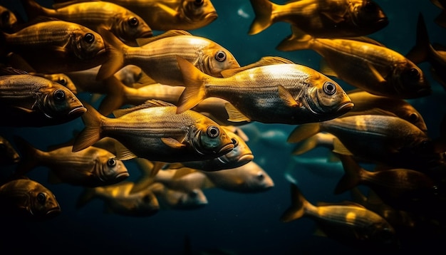 Kostenloses Foto fischschwarm schwimmt in einem von ki erzeugten tropischen riff