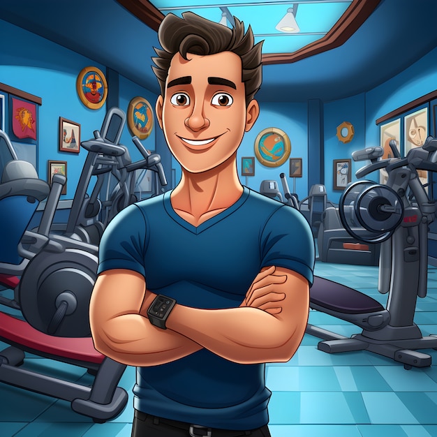 Fit Cartoon-Charakter-Training