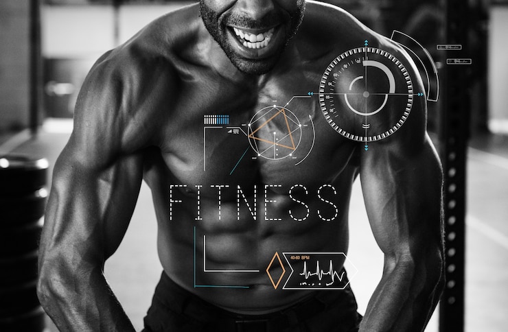 Kostenlose Foto fitness-konzept mit fit-mann-flexing