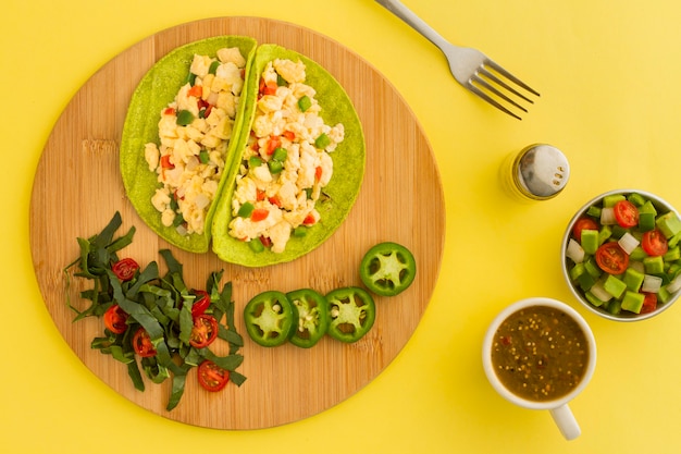 Flach lag köstlicher vegetarischer Taco