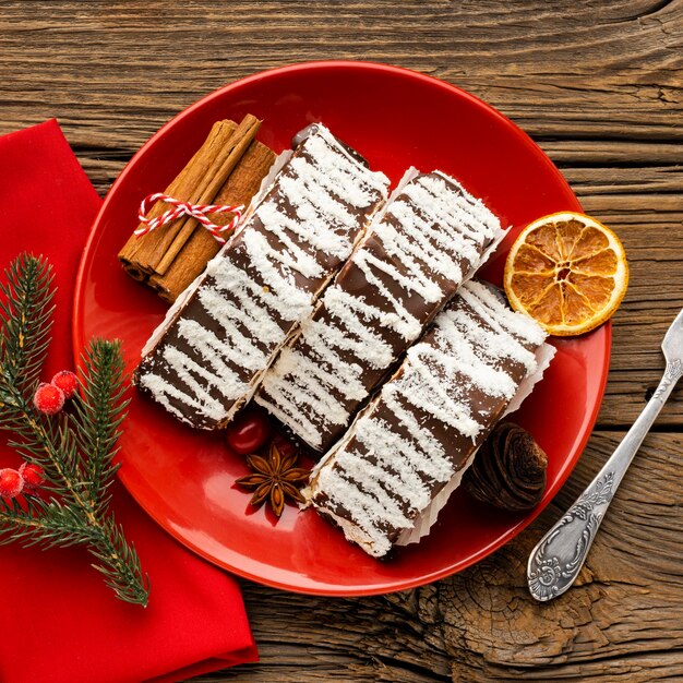 Flache Anordnung der köstlichen Weihnachtsschale