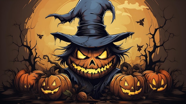 flache böse Kürbisse Halloween-Tapete