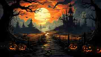 Kostenloses Foto flache hd-cartoon-halloween-szene