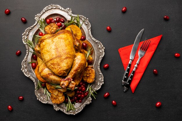 Flache lag festliche Weihnachtsgericht Zusammensetzung