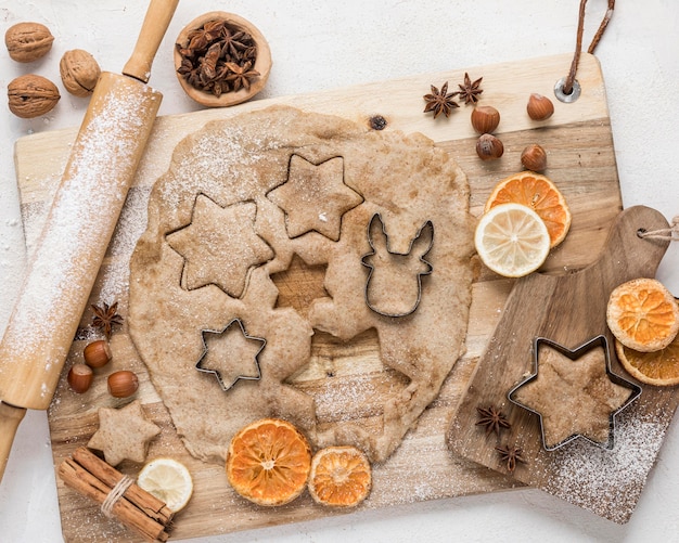 Flache lag festliche Weihnachtstabelle Zusammensetzung