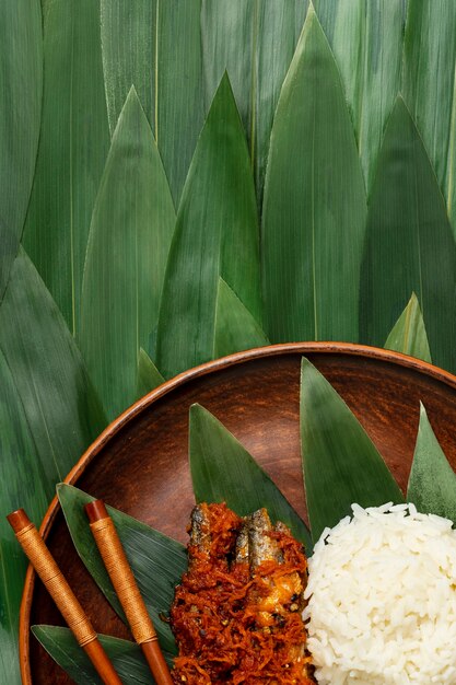 Flache lag köstliche indonesische Bakso-Zusammensetzung