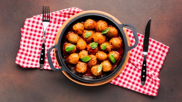 Flache Lage italienisches Essen Zusammensetzung