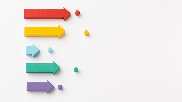 Flache Statistikdarstellung mit Diagramm und Pfeilen